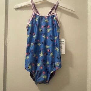 Little Dolfin Kids' Blue and Purple Starfish One Piece